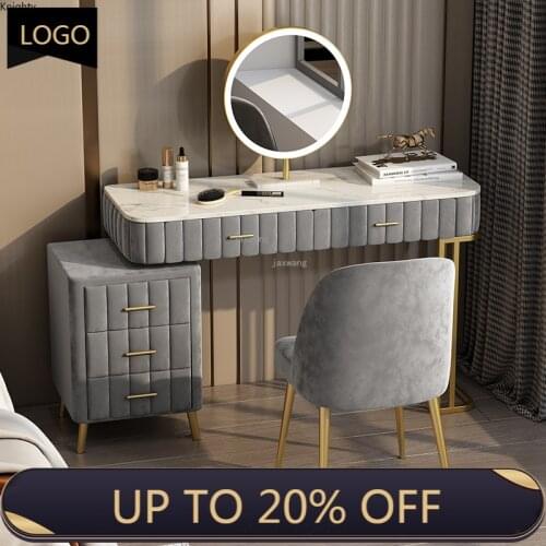 Nordic Luxury Home Dressers Bedroom Princess Dressing Table Vanity Bedside Storage Cabinet Makeup Chair Furniture Dresser Set