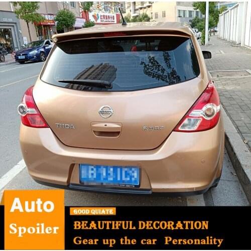 For 2006-2010 Nissan Tiida Spoiler Versa Hatchback ABS Material Car Rear Wing Primer Color Trunk Rear Spoiler Car decoration