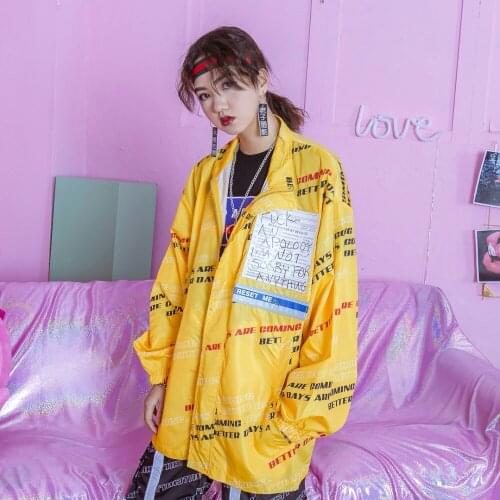 Jasmine Street collar zipper color letter patch handsome BF trench