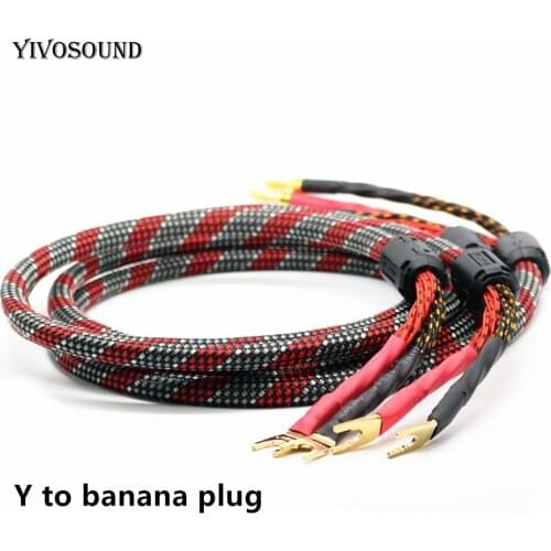 XSSH audio Hi-end DIY HIFI gold plating Y shape spade to banana plugs OFC 16 core speaker cable Cord Wire