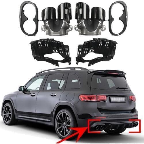 For Mercedes Benz GLB 2020-2024 X247 GLB180 GLB200 GLB220 GLB250 GLB35 AMG Rear Bumper Turbo Muffler Exhaust Tips Pipe 4 Exits