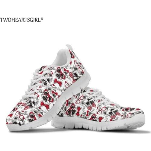 Twoheartsgirl Flat Shoes Women Yorkshire Terrier Sneakers for Female Low Top Breathable Mesh Sneakers Teen Girls Kawaii Flats
