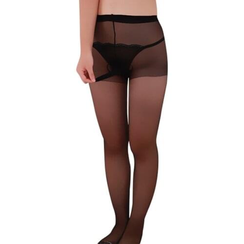 Women Sexy Tights Pouch Sheath Pantyhose With Condom Fetish Wear Masturbation Collant Transparent Unisex Medias