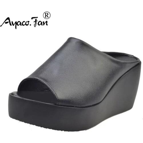 2019 Hot Sale Women Slippers Summer Fashion Leisure Soft Shoes Women Platform Wedges Fish Mouth Sandals Thick Bottom Slides