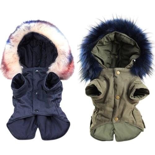 Winter Warm Dog Clothes Luxury Fur Dog Coat Hoodies for Small Medium Dog Windproof Pet Clothing Fleece Lined Dogs Jacket