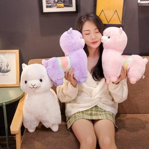1PC 35CM/50CM Kawaii Saddle Alpaca Plush Toys Soft Plush Alpacasso Alpaca Dolls Stuffed Animal Toy Children Birthday Xmas Gift
