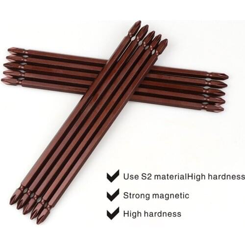 10pcs Phillips Screwdriver Bit Set Double Head ph2 Slotted Screw Driver Bits Precision Impact Magnetic Ring Screwdrivers 200mm