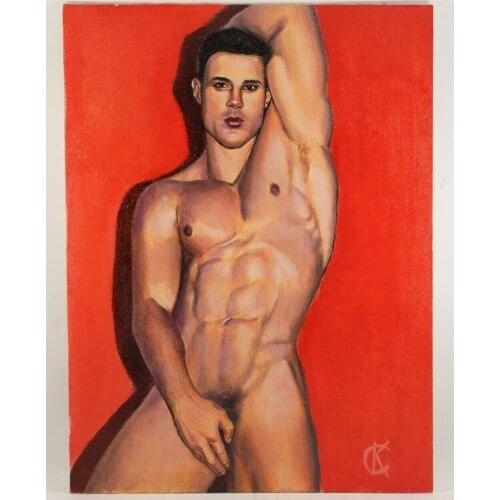 100% Hand-painted Oil painting on canvas (handmade) nude man 009