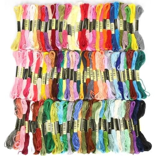 100pcs/bag Mixed Color Cotton Sewing Skeins Cross Stitch Embroidery Thread 7.5m Each Floss Kit DIY Sewing Accessories Tools