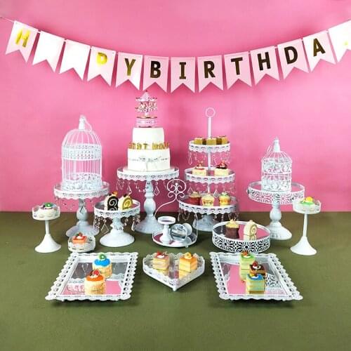 17 PCS WHITE DESSERTS DISPLAY RACK DECORATION ARRANGEMENT EUROPEAN WEDDING BIRTHDAY CAKE STAND CAKE DECORATING TOOLS CUPCAKE