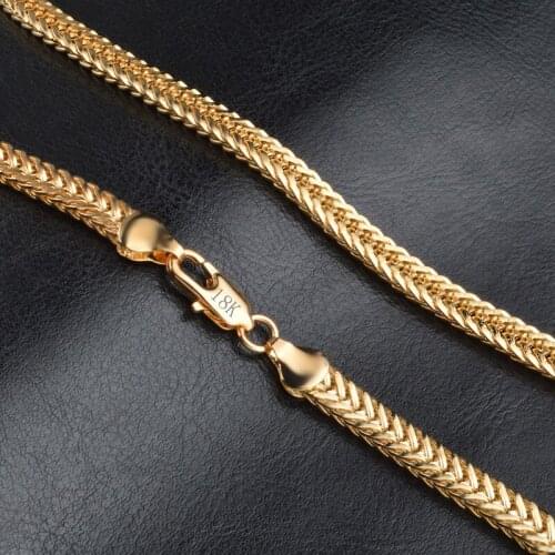 20 Inches 6MM Snake Bone Chain Gold Filled Stainless Steel Double Curb Cuban Link Chain Necklaces for Men woman Jewelry