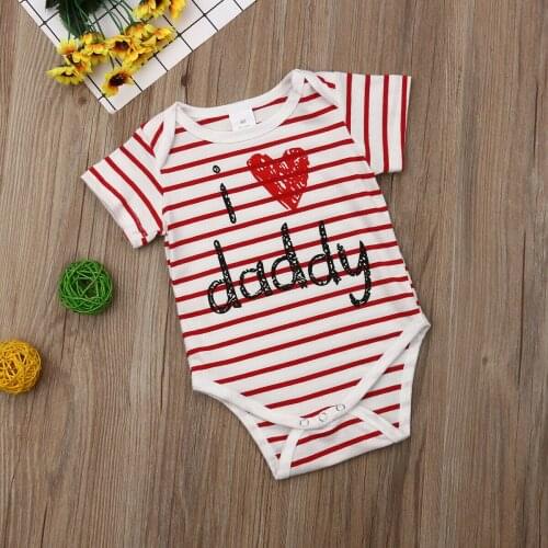 2021 Baby Girl Clothes Bodysuit Newborn For Kids Costume Children Toddler Tiny Cottons I Love Daddy Striped 0 1 2 Years