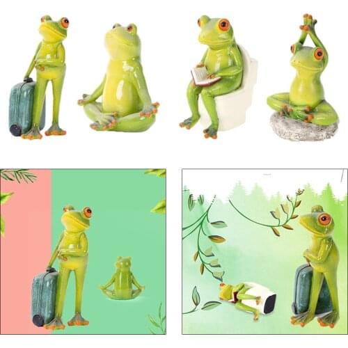 3D Resin Frog Figurines Statue Sculpture Car And Desk Computer Decoration Fog Collection Home Desk Table Office Decoration