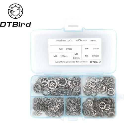 400Pcs/set M3 M4 M5 M6 M8 Mix GB861.1 304 Stainless Steel Washers External Toothed Gasket Serrated Lock Washer Kit DIN6797J
