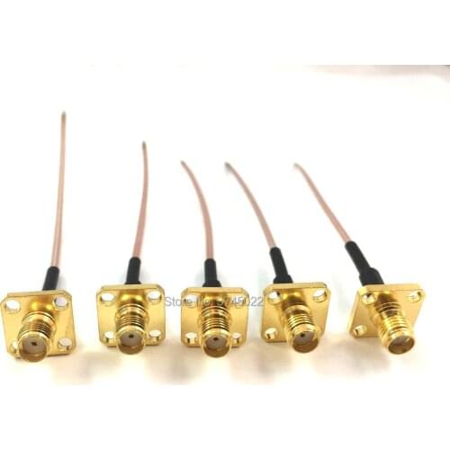 5pcs Sma Female Jack Connetcor Pcb Mount Flange 4 Holes Adaptor to Open End Pigtail Cable 10cm RG178
