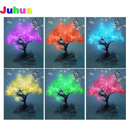 Landscape tree 5d DIY Diamond painting full drill lake trees diamond emboridery gift mosaic diamond stitch home Decor