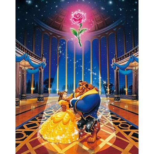 Disney Full Square/Round Drill 5D DIY Diamond Painting "Cartoon Beauty and The Beast" 3D Embroidery Cross Stitch 5D Home Decor