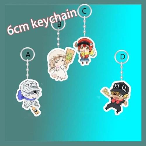 Anime Keychain Hataraku Saibou Cells At Work Killer T Saibou Hakkekkyuu U-1146 Sekkekkyuu AE3803 Keyring Strap Figure