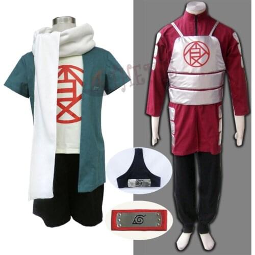 Athemis Anime Naruto Chouji Akimichi Cosplay Costumes with White Soft Scarf Outfit Naruto Headband Accessories