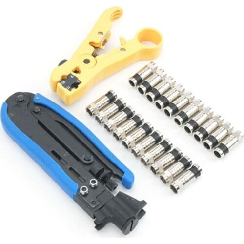 Coaxial cable extrusion clamp RG6 / 59/11 cable TV crimping clamp stripper combination tool set