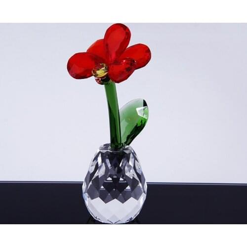 7Colors Crystal Orchid Flower Figurine Glass Craft Home Table Decor Ornament Feng Shui Paperweight Wedding Valentines Day Gift