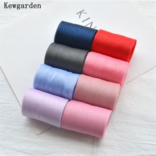 Kewgarden Wrinkle Tulle Ribbon 6CM 60mm Handmade Tape Stripe Voile Ribbons DIY Bowknot Accessories Riband Wholesale 50 Yards