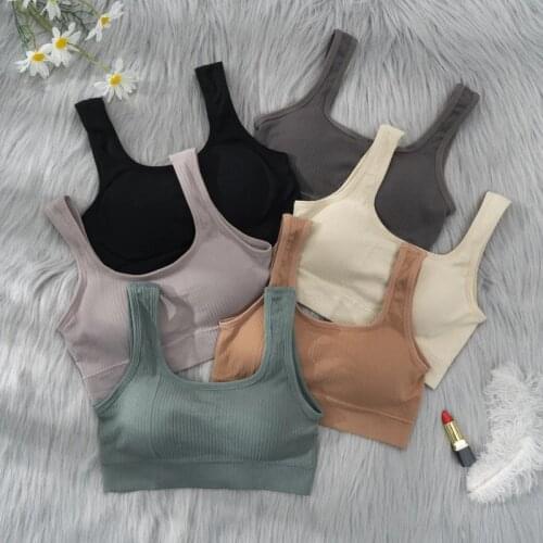Women Tank Tops Streetwear Push Up Cropped Top For Female Solid Color Casual Sexy Lingerie Fashion Girl Wirefree Camisole