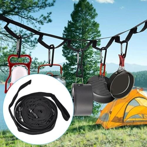 Multifunctional Camping Clothesline 19-ring Adjustable Outdoor Hanging Rope for Camping карабин карабин для ключей Clothesline