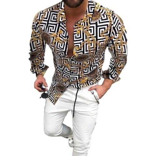 2021 Summer Mens Retro Printed Tops Short-sleeved Fashion Nation Style Stand Collar Mens Casual Shirts