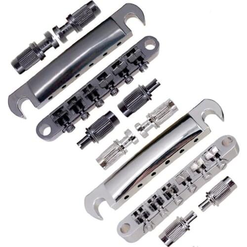 A Set Of Tune-O-Matic Bridge & Tailpiece For 6 String Style Electric Guitar Accessories Parts Chrome And Black For Choose