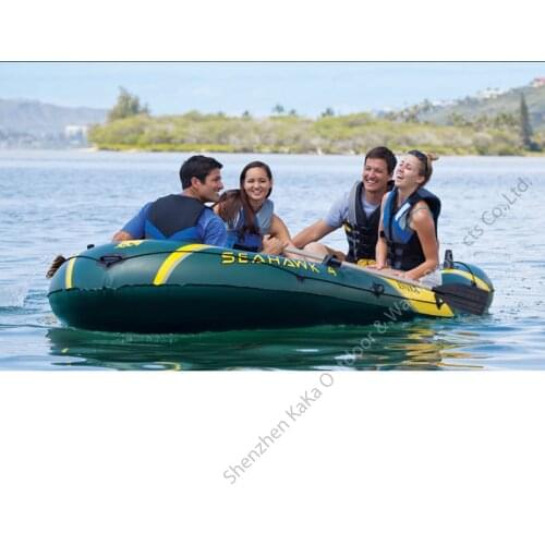 Intex seahawk 4 person 351x145x48cm pvc inflatable boat pvc sport fishing boat 68351 aluminium paddle pump dinghy raft A06007