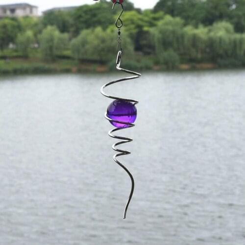 2021 New Hanging Rotating Hook Crystal Glass Ball Wind Chime Spiral Tail Wind Spinner Window Pendant for Home Decor