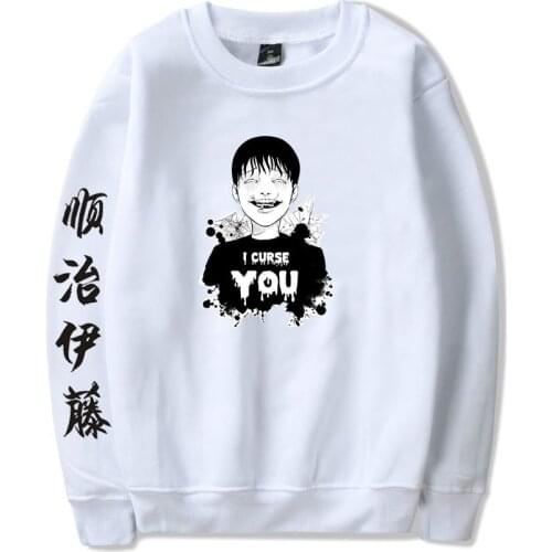 2021 New Junji ito Sweatshirts Round collar Hoodies Men Women Anime Puulover Fashion Sweatshirts Long Sleeve Plus Size Clothes