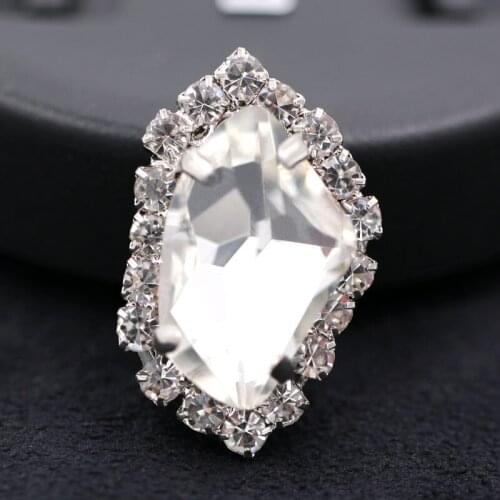 NEW K9 Clear white glass rhinestones sew on sliver base crystal button with claw diy wedding decoration/clothing/garment