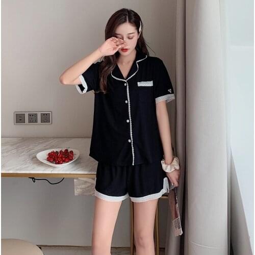 New Sweet Modal summer shorts sleepwear women pajamas sets sexy black lace pyjamas women sleepwear pijamas mujeres