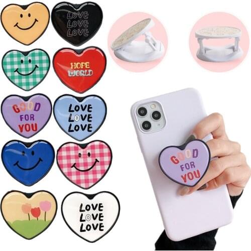 NEW Cute Heart Folding stand For Mobile phone Holder for iPhone 7 Plus for Samsung For Huawei Phone Case Cartoon Grip Kichstand