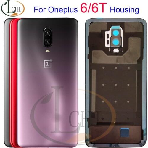 Original Glass For OnePlus 6T Back Battery Cover Door Rear Glass For Oneplus 6 Battery Cover 1+6T Housing Case with Camera Lens