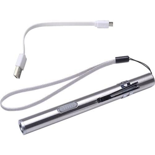 Portable USB Flashlight Rechargeable LED Flashlights Waterproof Mini Torch Keychain Lamp 12.9*1.2cm Ourdoor accessories 7