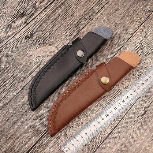 Straight Military Leather Belt Sheath Scabbard Case Bag Cover Fixed Knife Blade Sheath Belt Loop Case Holster for Fixed Blade Kn