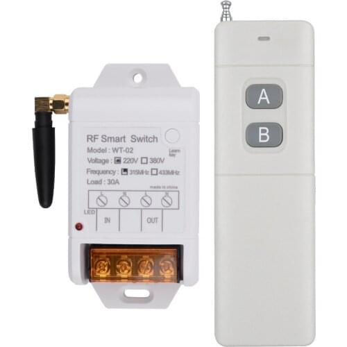 WT-02 AC 220V 1CH 30A Relay Wireless Remote Control Switch 433mhz Receiver + 3000M Transmitter For Water Pump LED Light