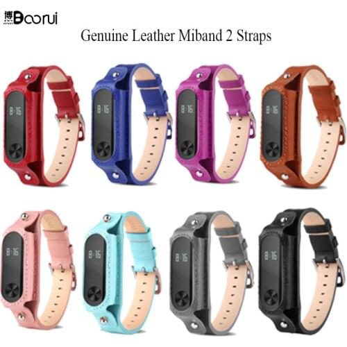 BOORUI Genuine Leather Miband 2 Strap Colorful mi band 2 Accessories Smart Wrist Strap for xiaomi mi band 2 smart braclets