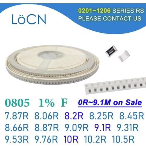 0805 1% 5000PCS SMD Resistor F 7.87R 8.06R 8.2R 8.25R 8.45R 8.66R 8.87R 9.09R 9.1R 9.31R 9.53R 9.76R 10R 10.2R 10.5R 2012 OHM