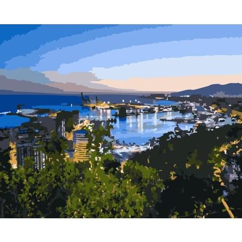 ROYALDREAM River view Abstract Painting Diy Digital Painting By Numbers Modern Wall Art Picture For Home Wall Artwork