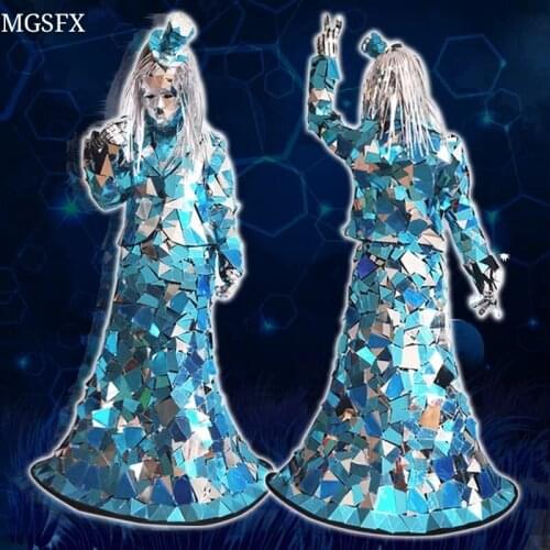 Silver Mirror man Costume Golden Mirror girl show stage Performance costumes Cosplay