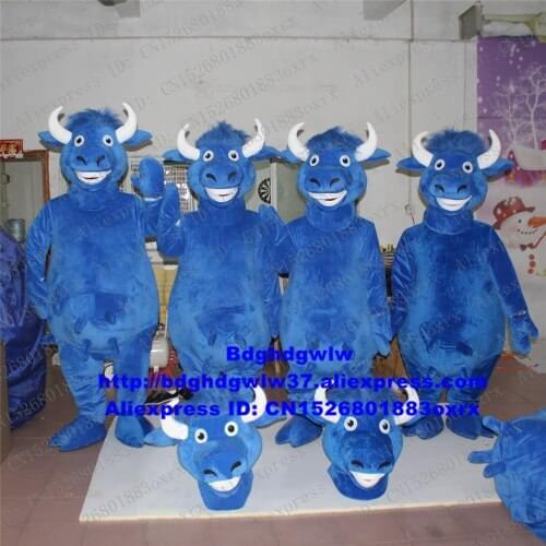 Blue Kerbau Buffalo Bison Wild Ox Bull Cattle Calf Mascot Costume Cartoon Character Artistic Performance Movie Props zx2191