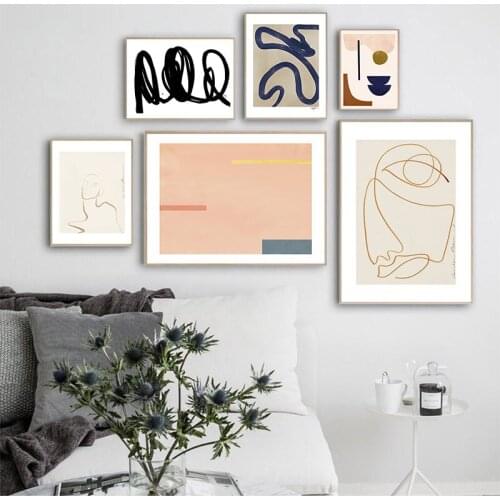Modern Abstract Line Geometric Color block Wall Art Canvas Painting Nordic s And Print Wall Pictures For Living Room Decor