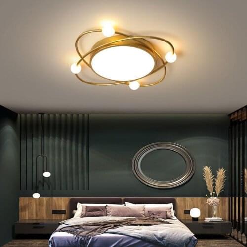 Modern Led Ceiling Light Gold Ring Bedroom Luxury Simple Romantic Nordic Lighting Round Creative Ball Living Kitchen Decor Lamp