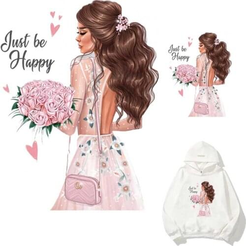 Fashion Girl Iron-On Transfer For Clothing A-Level Washable Woman T-Shirts Thermal Stickers Trendy Patches Applique On Clothes