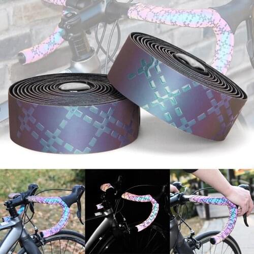 Bicycle Bike Handlebar Tape PU+EVA Cycling Belt Dimming Reflective Band Strap Belt Gradient Color-Changing Bik bicicleta acceso
