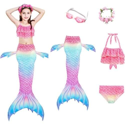 2021 Summer Girl Mermaid Tail Princess Dress Children Kids Bikini Set Halloween Christmas Cosplay Mermaid Costume Birthday Gift